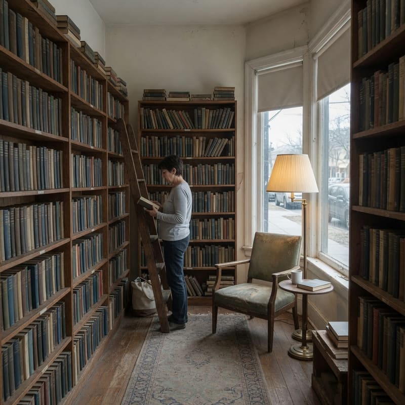 A customer browsing a client’s bookshop